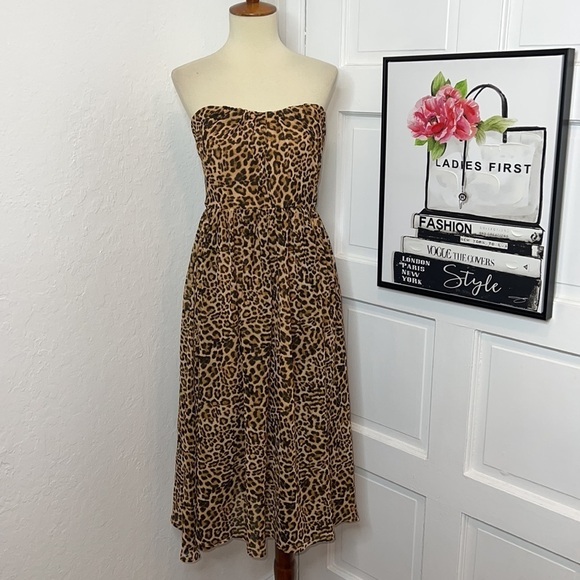 NWOT Lovers + Friends Cheetah Print Marcus Strapless Midi Dress Size S - Picture 3 of 9